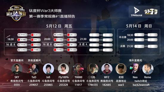 鈦度杯War3大師賽第一周常規賽5.12開戰