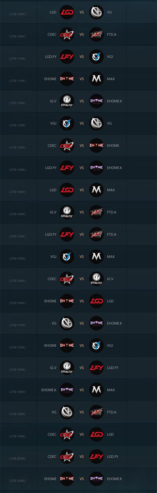 中國區預選賽首日賽程