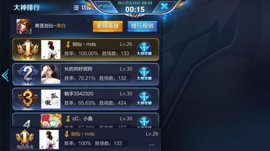 百星王者的洪荒之力：國服第一李白劍仙連勝133把