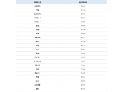 1月乘用車銷量榜出爐，比亞迪宋奪冠，特斯拉