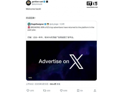 X平臺廣告客戶大批回歸,馬斯克喜悅歡迎:96%頭