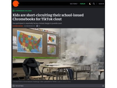 美學(xué)生流行“Chromebook挑戰(zhàn)”致設(shè)備起火，TikTok緊