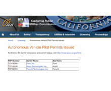 小馬智行在加州獲得許可 無駕駛員的自動駕駛車