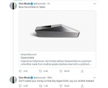 馬斯克推銷自家賽博卡車造型哨子 隨手嘲諷蘋果