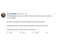 馬斯克:推特仍拒絕解釋是如何計算出虛假/垃圾