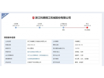 科騰精工終止創業板IPO:存貨占比增高 經營現金