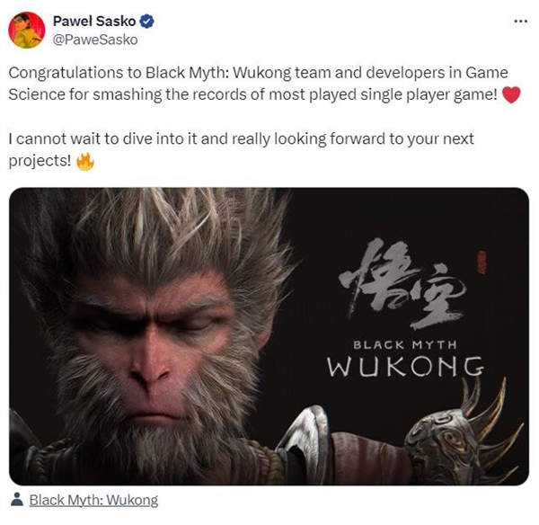 《星刃》《原子之心》等國外開發(fā)商發(fā)文祝賀《黑神話:悟空》發(fā)售