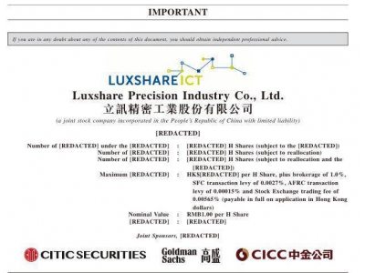 立訊精密正式申請港交所上市,或