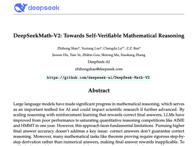 DeepSeek-Math-V2數學模型開源，成績碾壓OpenAI和谷歌