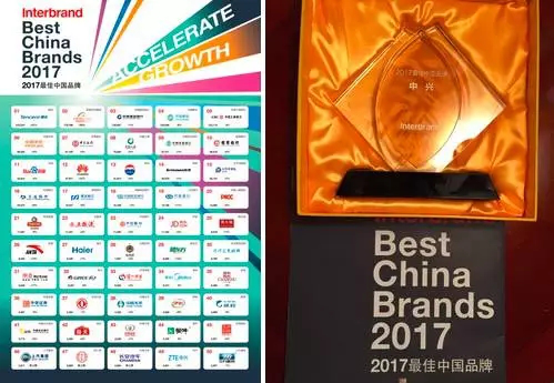 中興通訊榮獲2017年度中國最佳品牌
